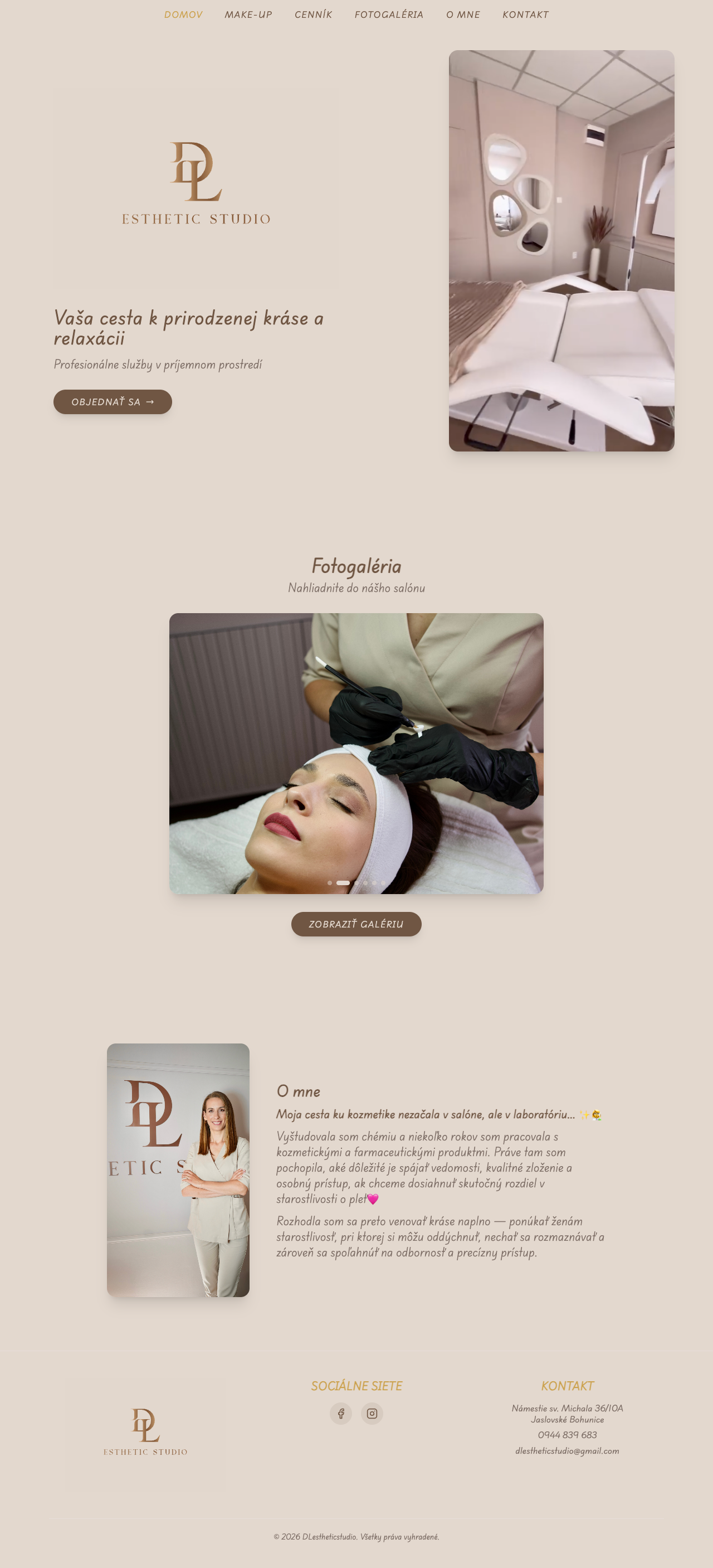 Estetické štúdio — Web pre Estetické štúdio